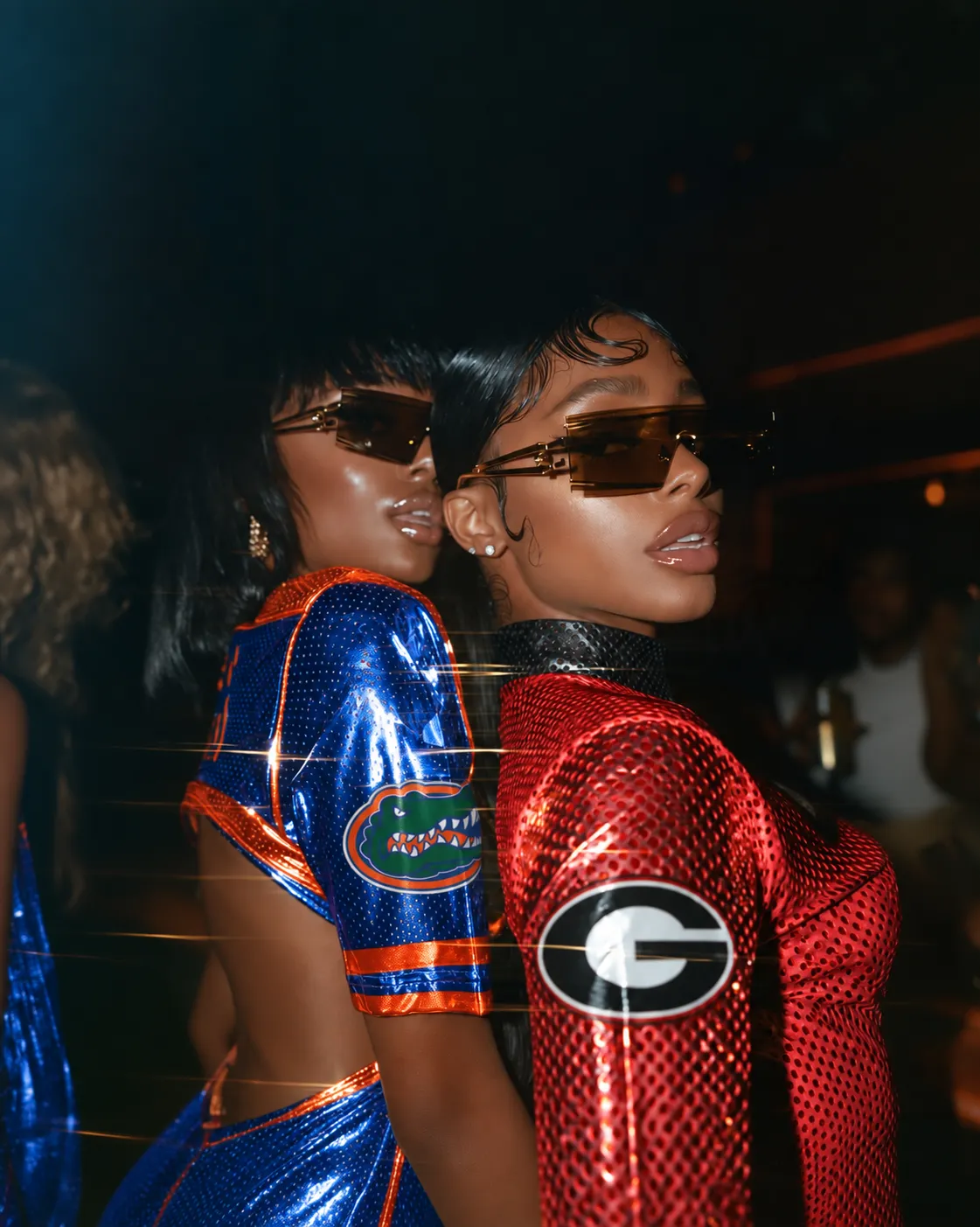 Friends in sequined Florida and Georgia jerseys